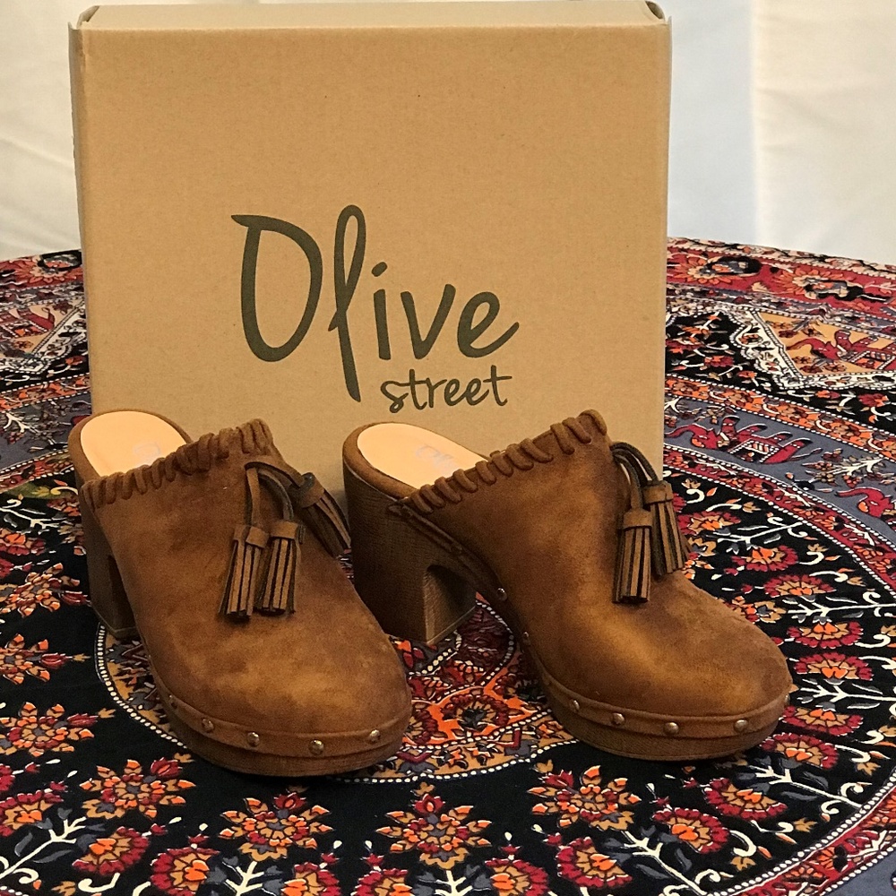Olive Street Suede with leather Clogs